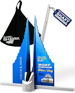SandShark Premium Fluke Anchor-Retractable Shaft Easy Storage-Aluminum Pontoon Boat Anchor, Jet Ski Anchor. Boats<30 ft. S...
