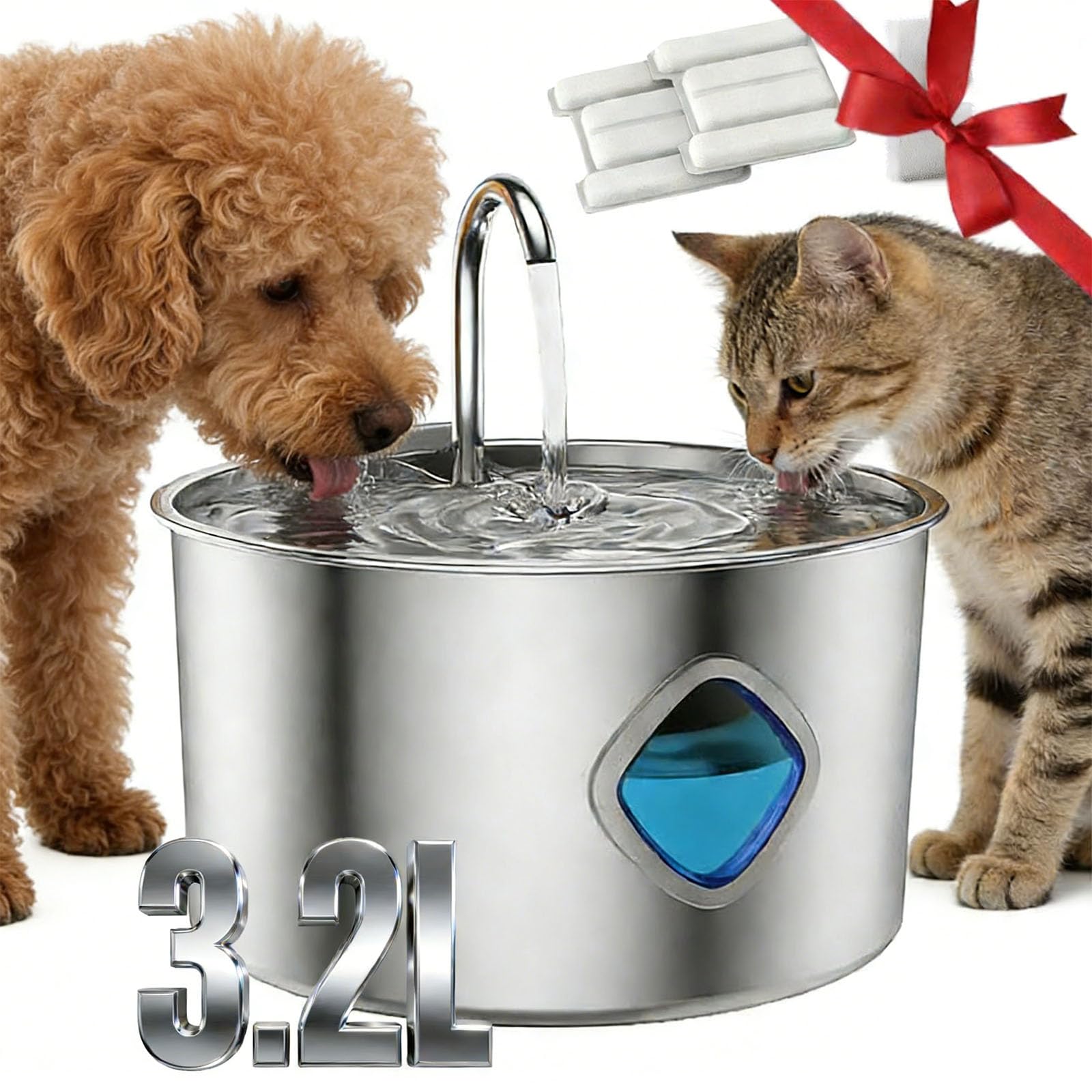 Pet Supplies : Dog Water Bowl Dispenser, 3.2l Triple Filtration System Circulating  Water Flow Quiet Operation Dog Fountain Stainless Steel for Small to  Medium-Sized Dogs and Cats & Multi-pet Home(1PCS) : Amazon.com