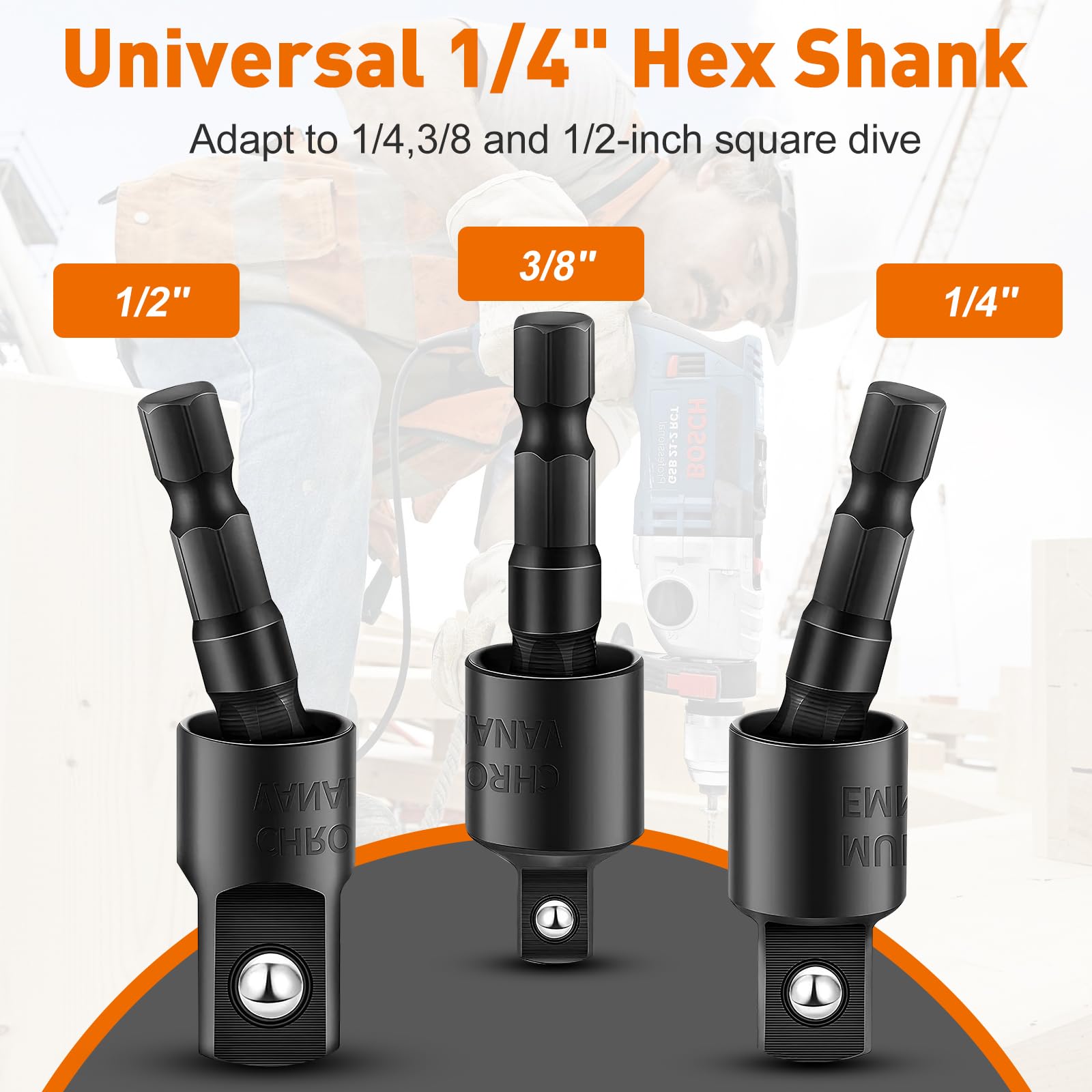 31pcs Flexible Drill Bit Extension Set, Rotatable Joint Socket 1/4 3/8 1/2" Hex Socket Adapter Set - Image 4