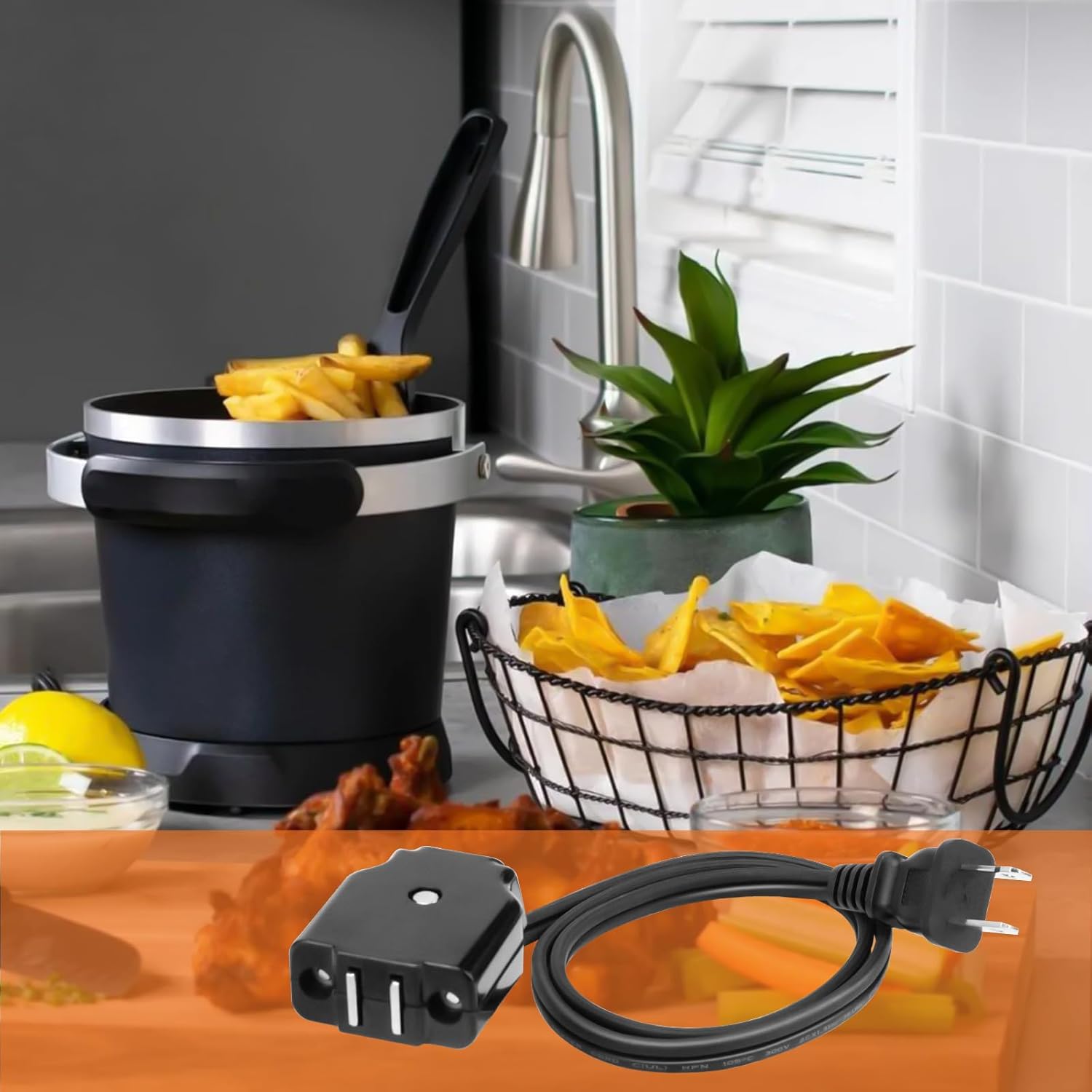 09982 Deep Fryer Magnetic Cord Replacement for Presto Cool Daddy,Fry Daddy,Granpappy Digital Profry Stainless Steel Profry,Electric Fryer Power Cord Fits for Presto 0546607,0546125,0541106,0541107
