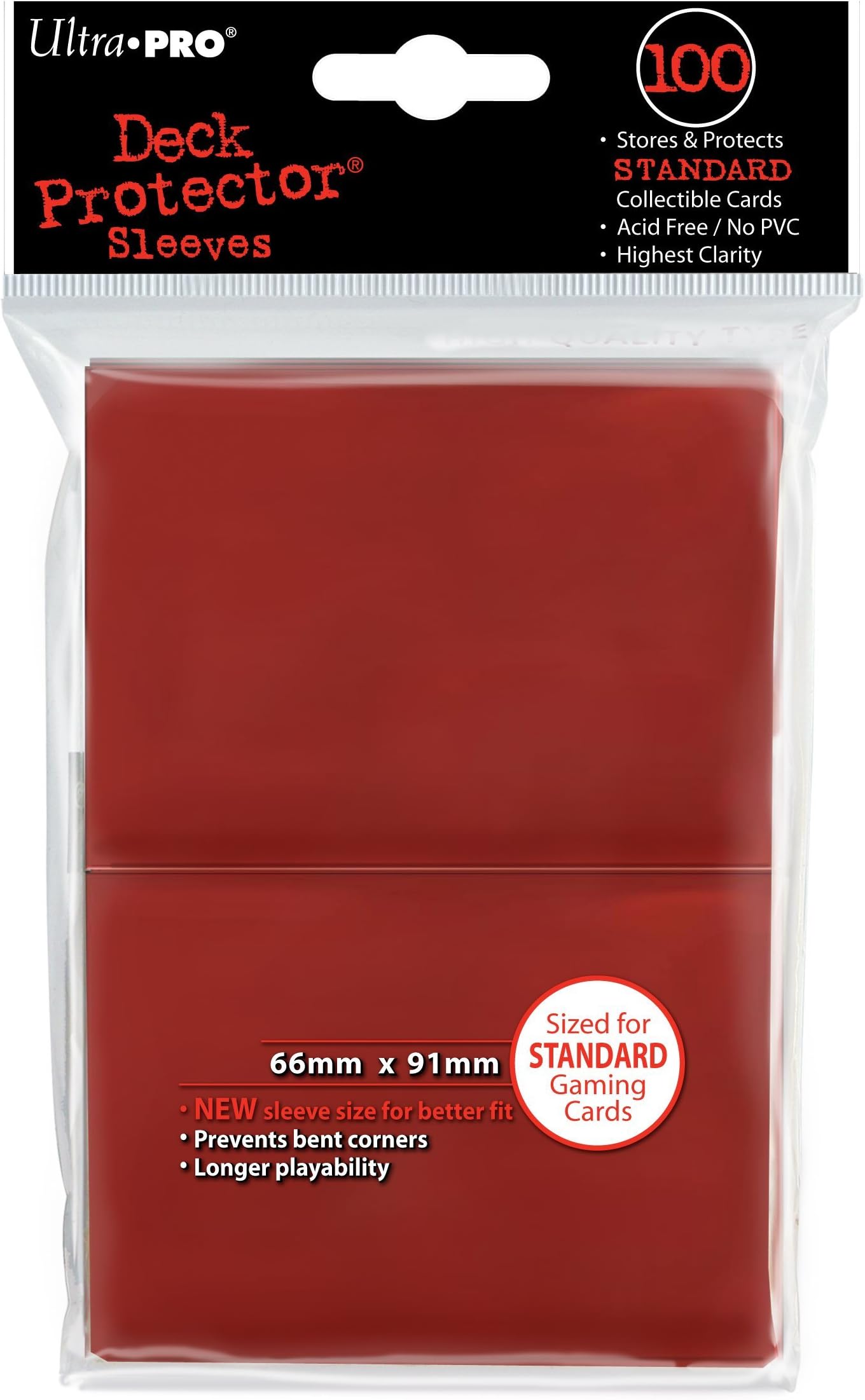 Deck Protector, Standard, Red, 100 Count