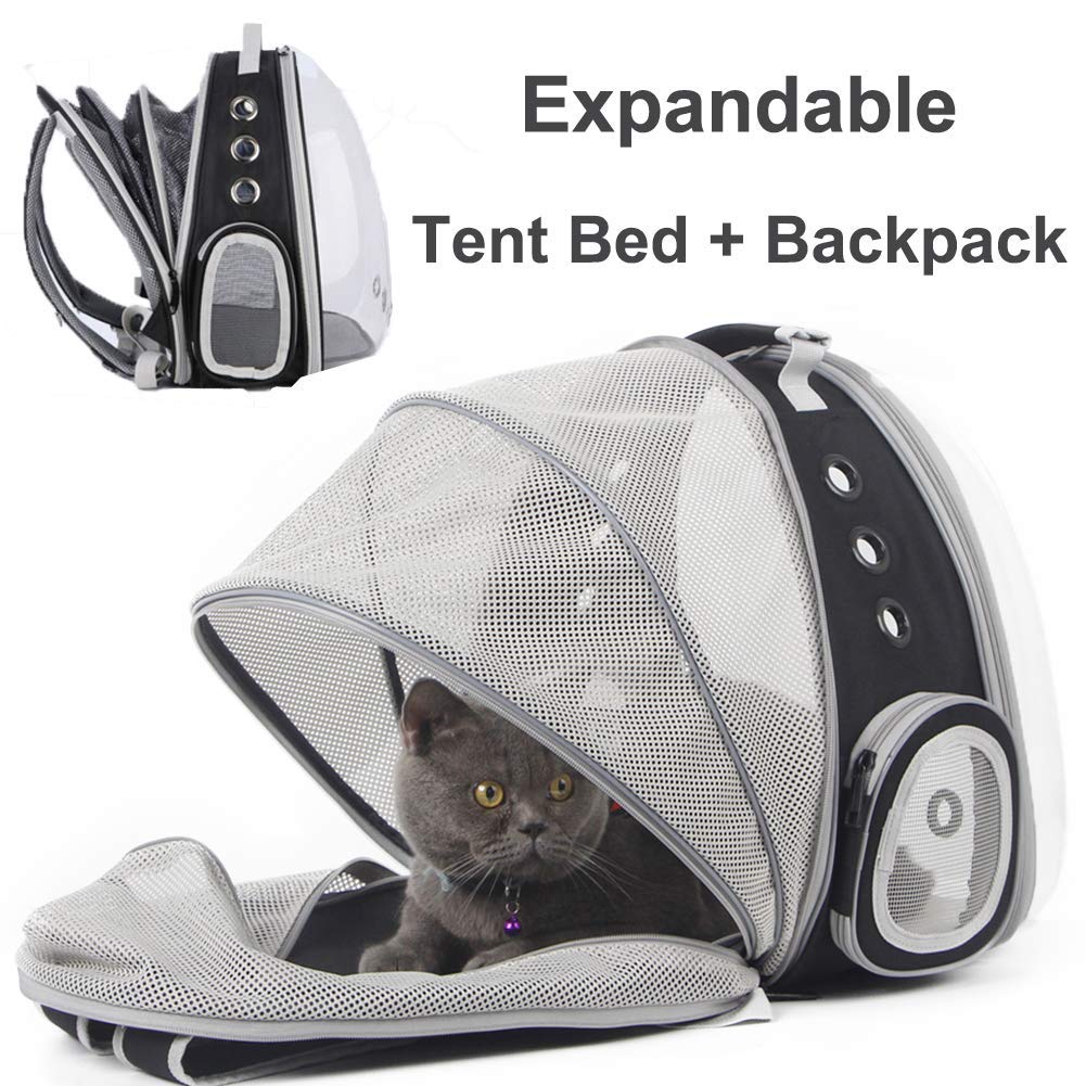 Bolsa para gatos extensible para gatos Mochila portátil para mascotas Cachorro de viaje al aire libre Mochila transportador Transportador Bolsa para gatos Suministros para mascotas Gris