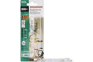 Sylvania 58865 500-Watt 120-Volt Tungsten Halogen Double-Ended T3 Quartz Lamp with Clear...