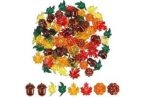 5-Color Autumn Table Scatters: Acrylic Leaves, Mini Pumpkins, Maple Leaves, Acorns, Crystals, Gems