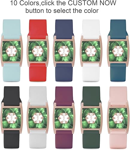 Miniatura 2 de Pulseras de identificación de alerta médica personalizadas para mujeres y niñas, pulseras de emergencia médica de acero inoxidable personalizadas