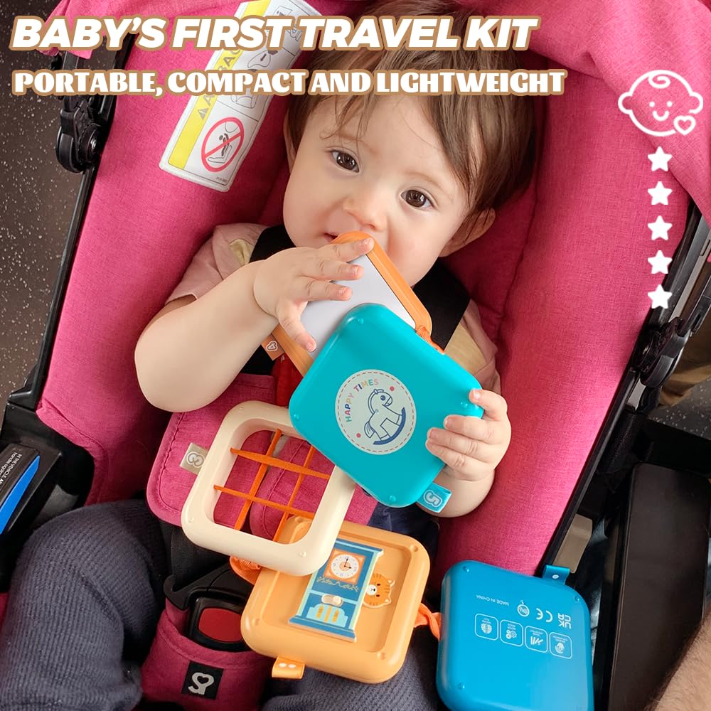 weirtoya Montessori Spielzeug ab 1 Jahr, Motorikwürfel, Busy Board ab 1 Jahr, Beschäftigung Im Flugzeug Kleinkind, Sensorik Spielzeug Baby, Geschenk für Kleinkinder Fördert Motorik und