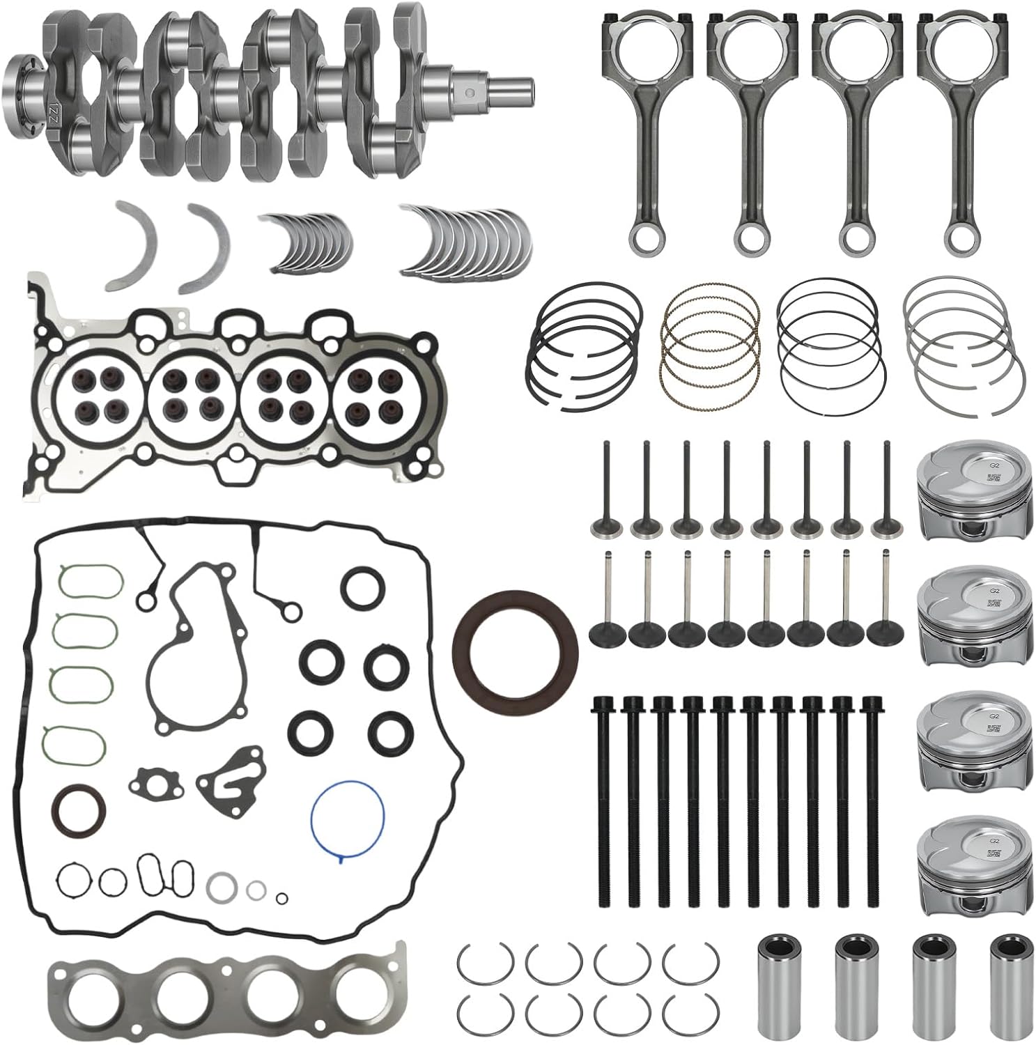 23510-2B000 G4NC 2.0L Engine Rebuild Overhaul Kit with Crankshaft, Head Gasket Set & Connecting Rods - Compatible with Kia Sportage, Forte, Carens, Soul/Hyundai Tucson, Elantra