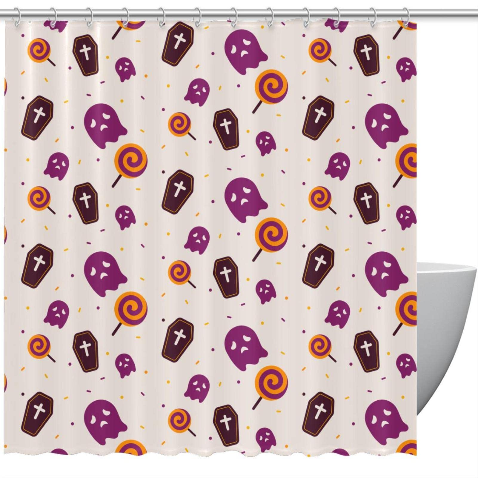 Rideau de douche Halloween cercueil lavable imperméable 152x182cm rideau salle de bain
