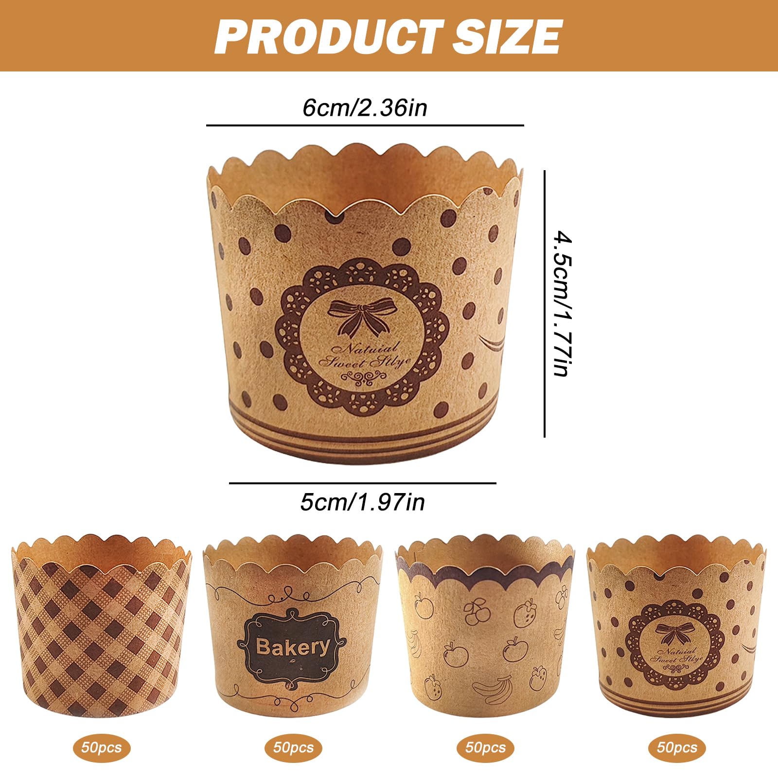 200 Pirottini Carta Per Muffin E Cupcake - 4 Colori (Verde, Rosa, Giallo, Bianco), Ø7cm, Resistente Al Calore 230°C - Foto 2