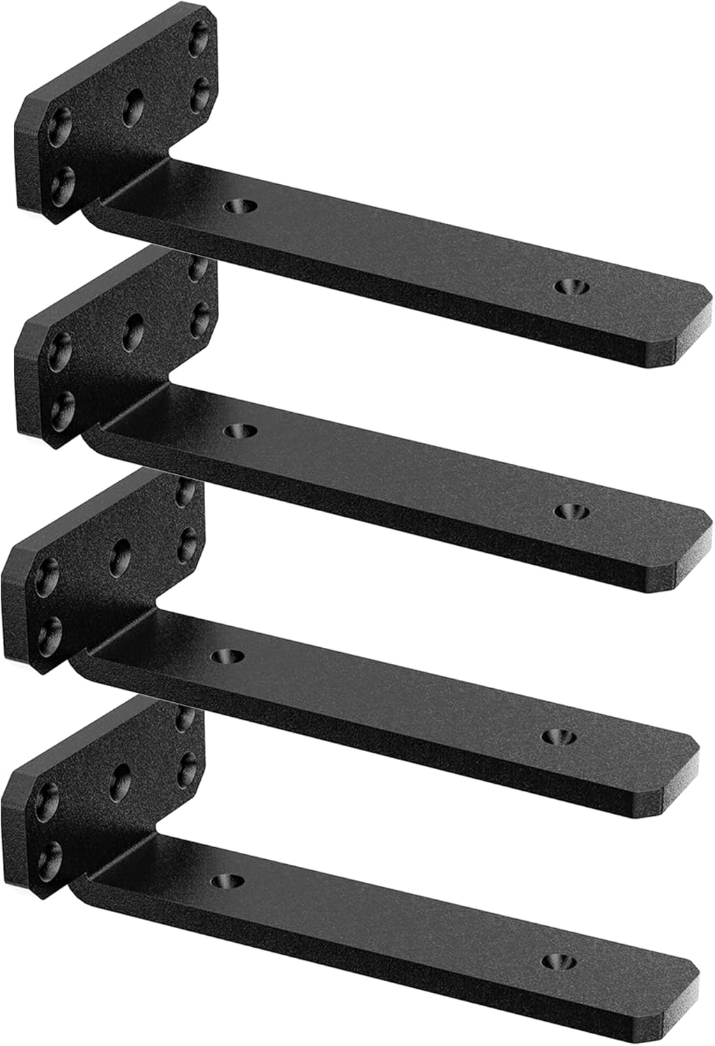 4 Pack - 8 inch Black Hidden L Shelf Bracket (1/5 Inch Thicked) Iron Shelf Brackets, Metal Shelf Bracket, 160 lb. Load Capacity ,DIY Shelving Hidden 90 Degree Right Angle Bracket Design