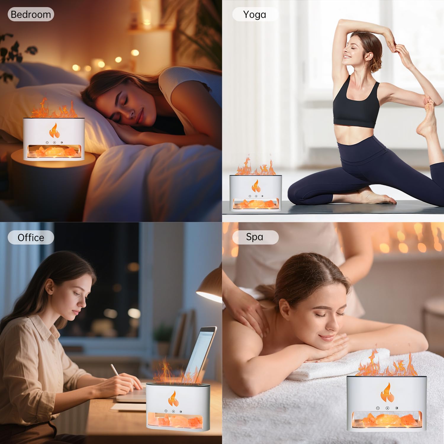 Diffuseur d'Huiles Essentielles avec Lampe Himalayenne, 250ml, Humidificateur d'air LED Multicolore, Aromathérapie