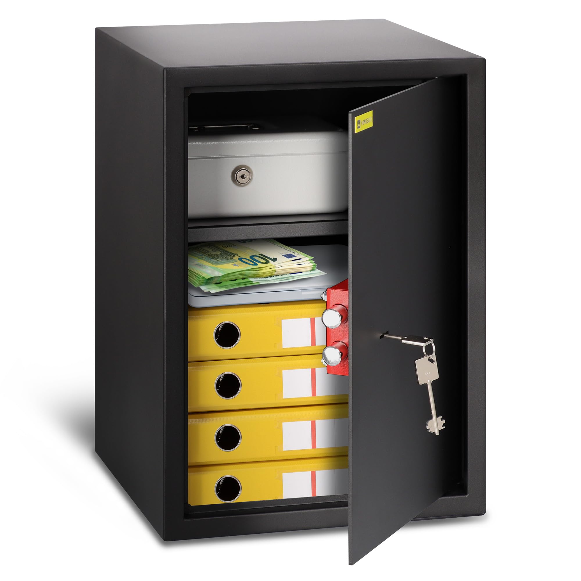 Homesafe Charcoal Black Hv50k Safe Box With Key Lock, 50X35x35cm (Hxwxd), Money Lock Box For Home Security, Storage Safety Locker, Safe For Cash Savings, Jewelry Or Money, Office Documents