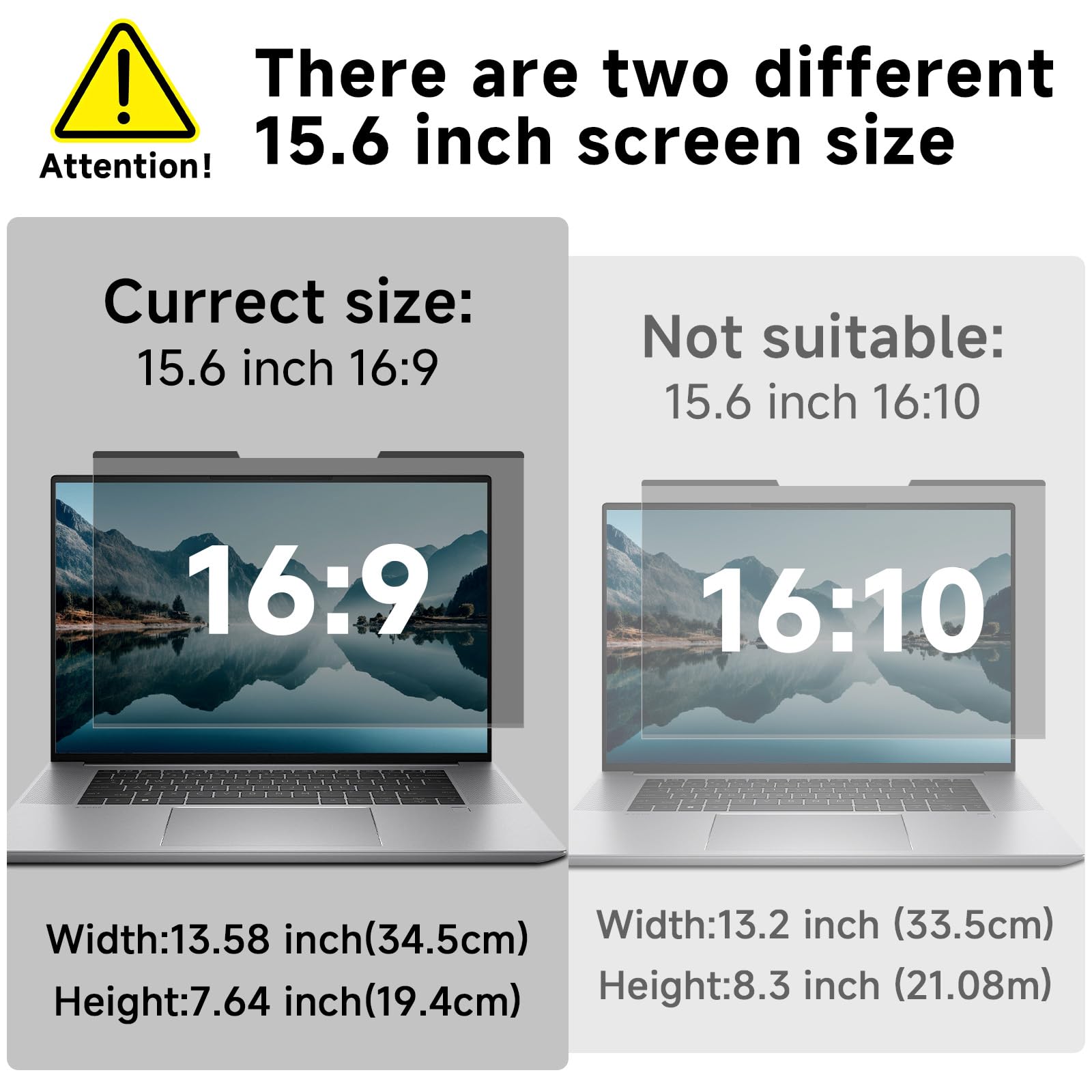 STARY Schermo magnetico per laptop da 15,6 pollici, formato 16:9