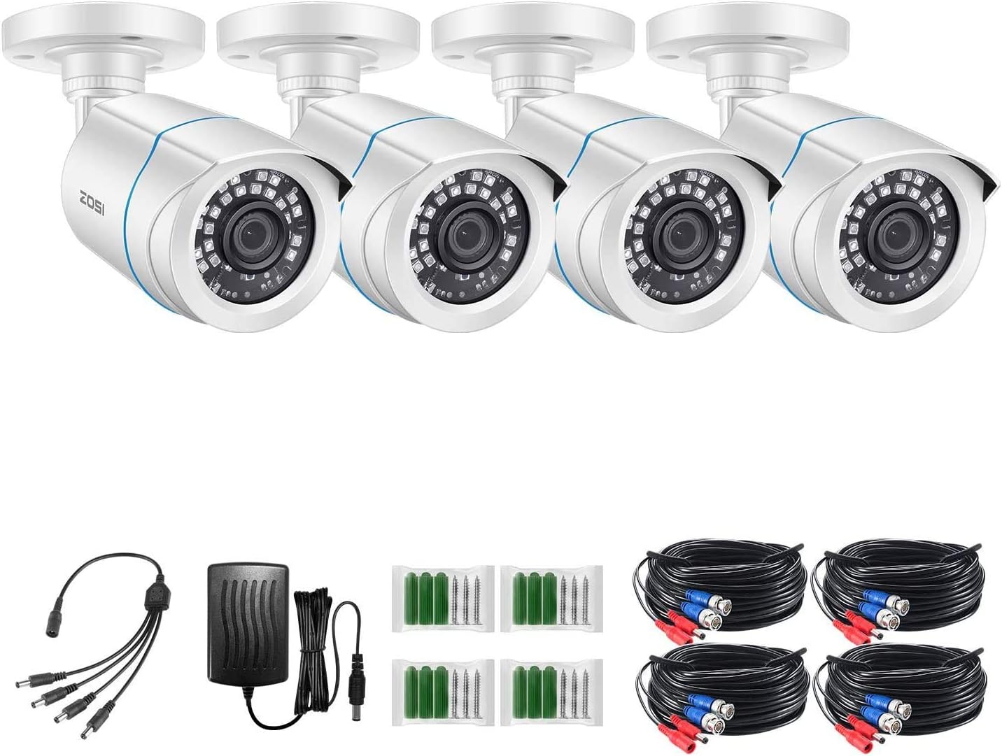 ZOSI 4 Pack 2.0 MP HD 1080P HDTVI Security Cameras Day