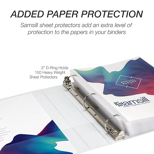 Vista 370 de Samsill Carpeta duradera de 1.5 pulgadas, fabricada en los Estados Unidos, carpeta de anillos en D, carpeta transparente personalizable, color Negro