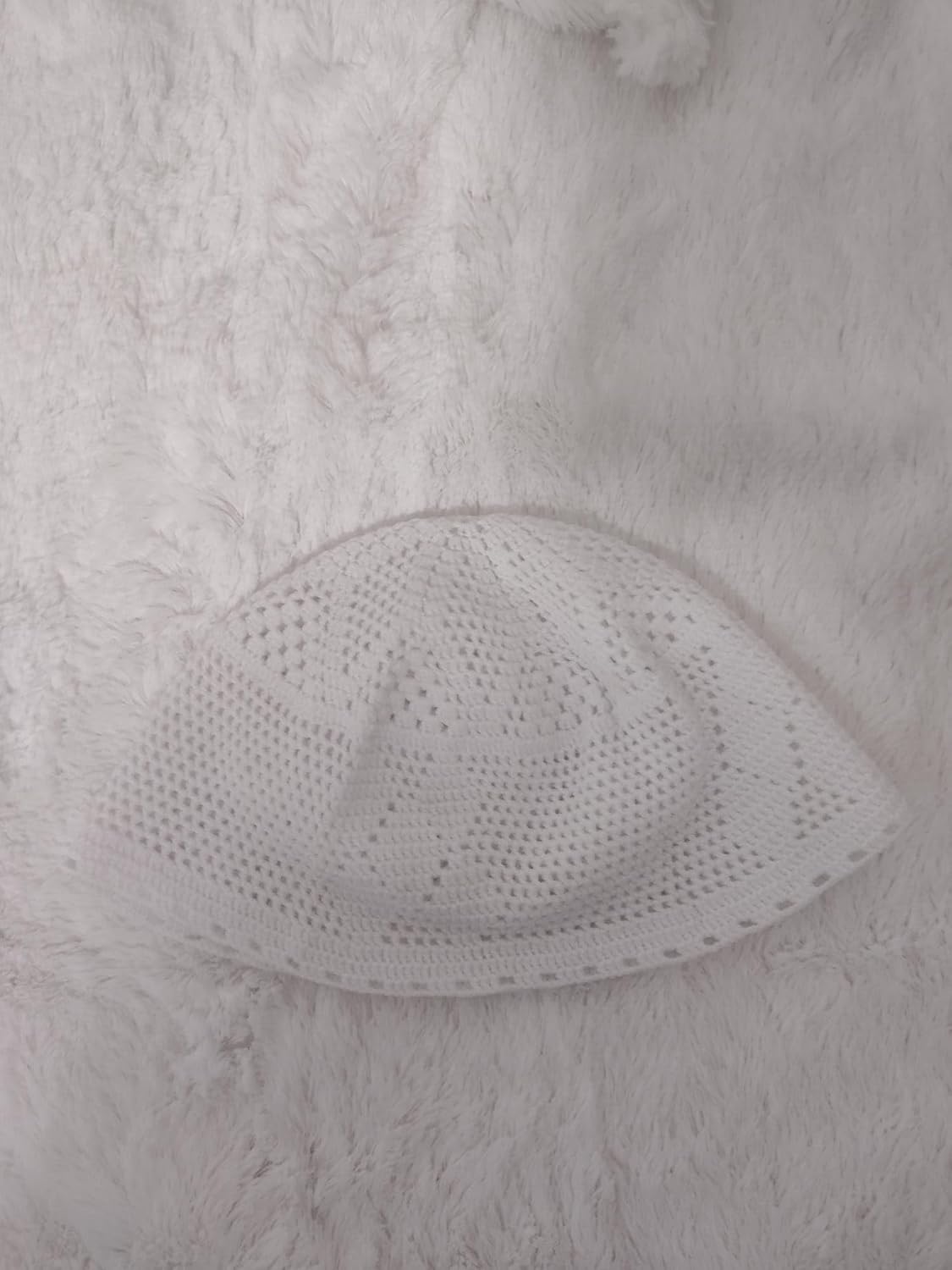 Breathable 100% Handmade Cotton Kufi Cap for Kids, Elegant Design, Easy Care, Fits Newborn to 2 Years White