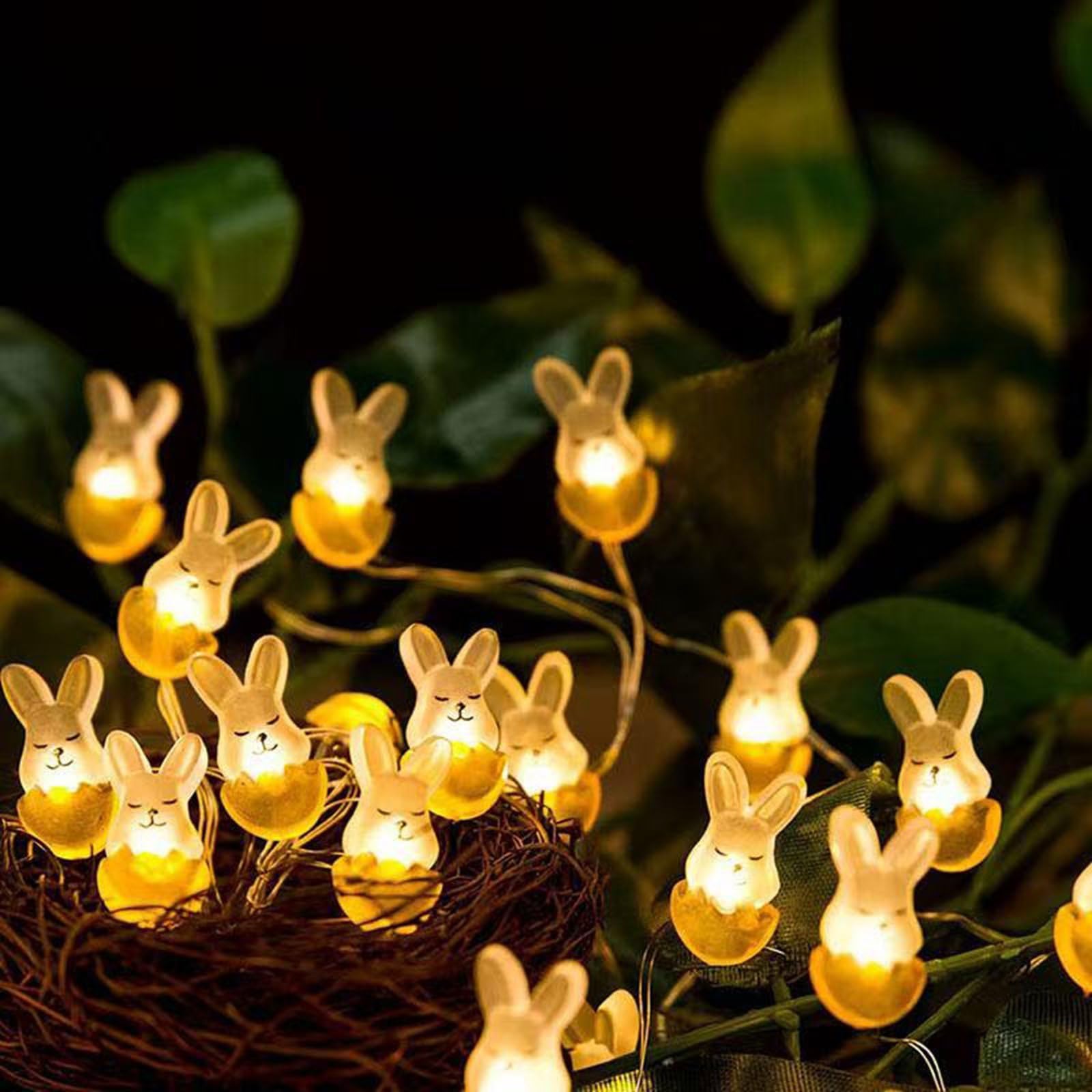 Tsophreniq Theme LED Lights Festival Decoration Built in 50 Bulbs Easter Hare Shape 5Meter Long for Tabletop Portable LED