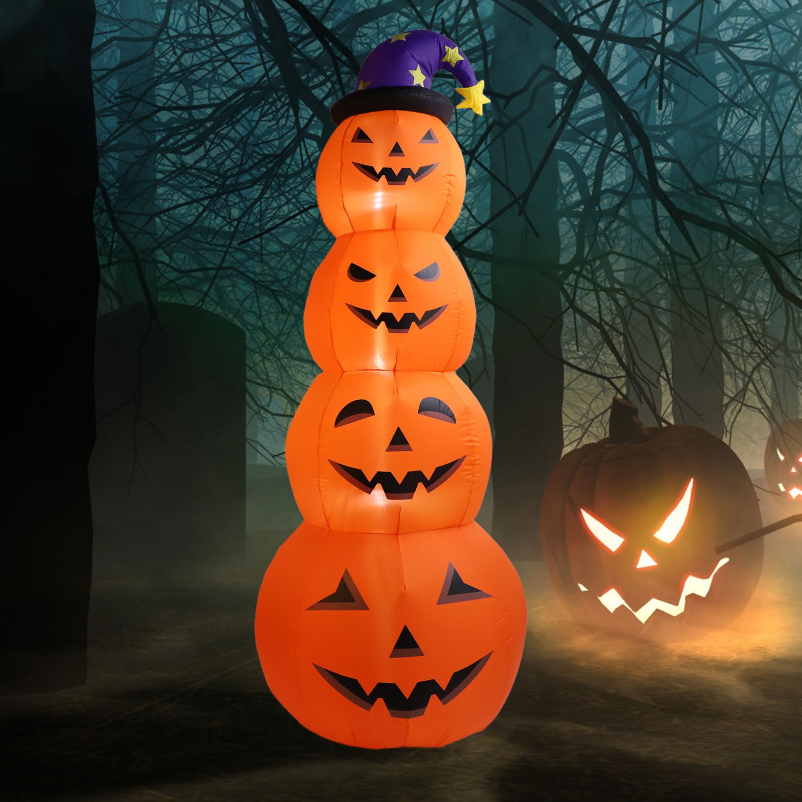 Diyeeni Calabaza Inflable de Halloween de 7.9 Pies de Altura con LED Integrados Que Explotan la Decoración Gigante de Calabaza Aterradora para Jardín, Césped, Iluminando (Enchufe UE