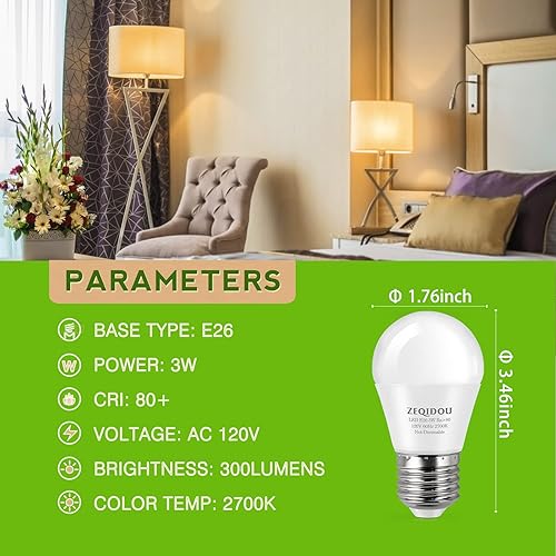 Miniatura 2 de Bombillas LED equivalentes a 3 W, 25 bombillas de 30 W, A15 25 W, blanco suave, 2700 K, ahorro de energía, bombillas LED de bajo vatio, bombillas