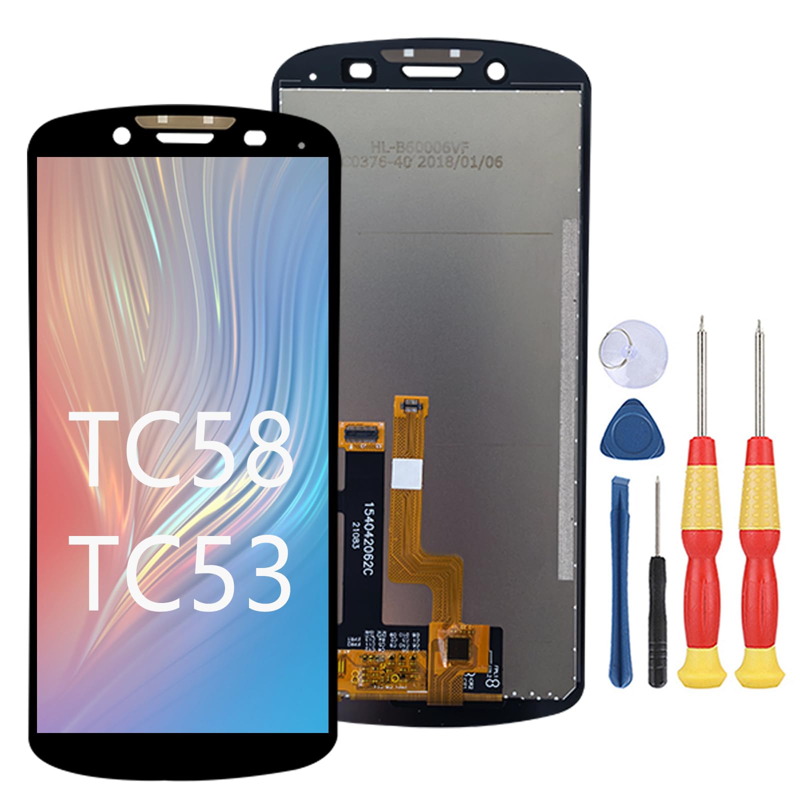 Pantalla LCD compatible con Zebra TC53 / TC58 LCD Display Touch Screen Assembly Piezas de repuesto con herramientas.