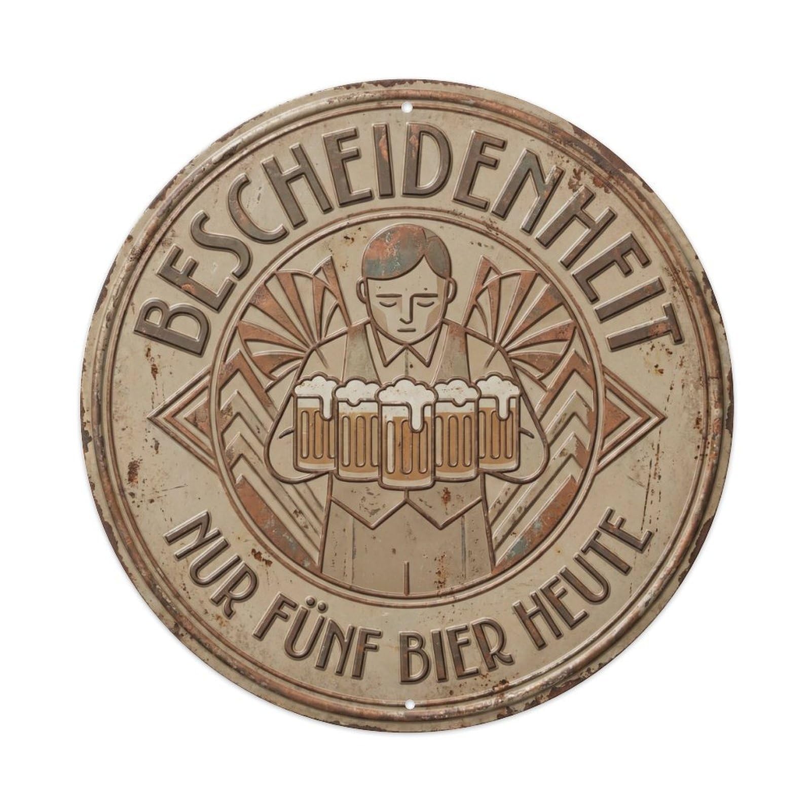 Vintage Bar Style Bescheidenheit Humorous Lounge Modesty Metal Tin Sign Plaque Wall Decor for Cafe, Club, Garden Round Metal Poster 8x8Inch