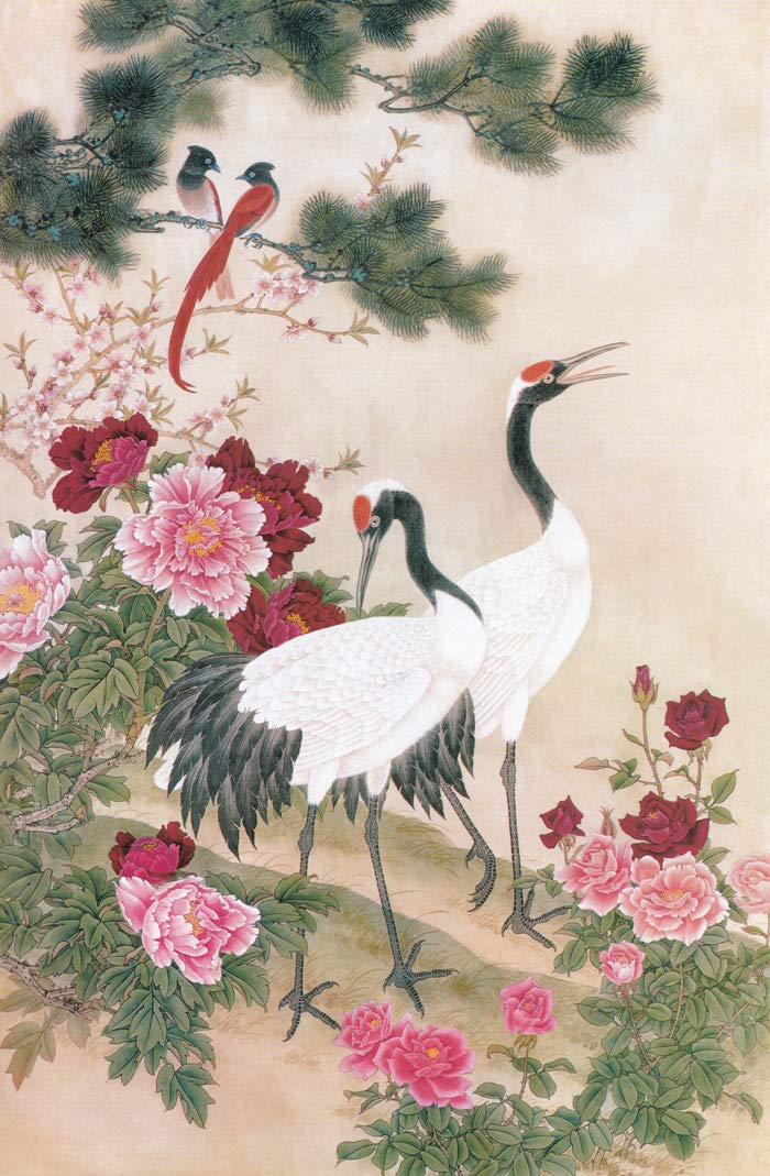Amazon.co.jp: 鳥と花の絵画中国の伝統芸術の絵画鳥と花の絵画アートの