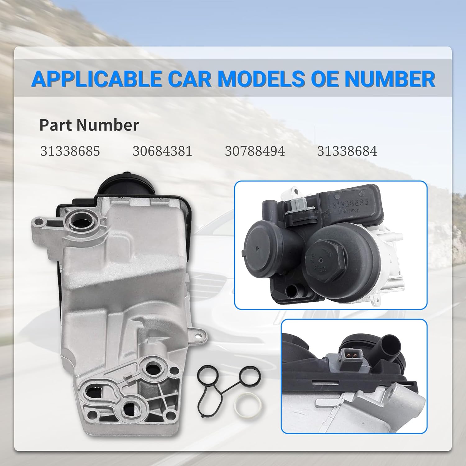 Oil Filter Housing For 2007-2013 Volvo C30 C70 2004-2012 Volvo S40 V50 2011-2016 Volvo S60 5 Cly. 2.4L 2.5T 31338685 30788494