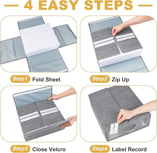 Miniatura 4 de Organizadores y almacenamiento de sábanas, paquete de 2 unidades, organizador de sábanas plegables tamaño QueenKing para armario de lino,