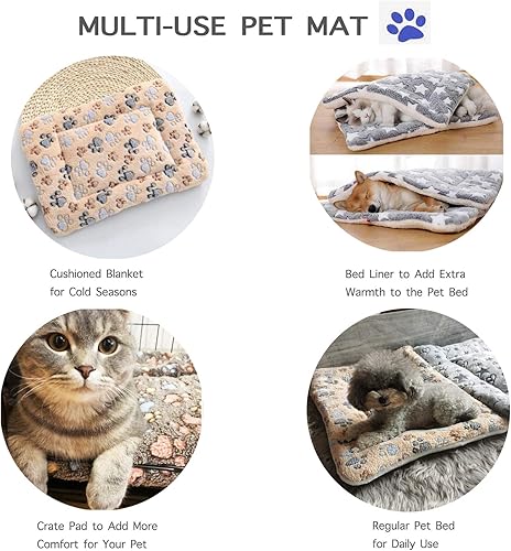 Miniatura 6 de 2 Pcs Pet Bed Mats. Ultra Soft Pet (Dog/Cat) Bed with Cute Prints. Reversible Faux Lambswool Kennel Pad for Medium Small Dogs and Cats. Machine