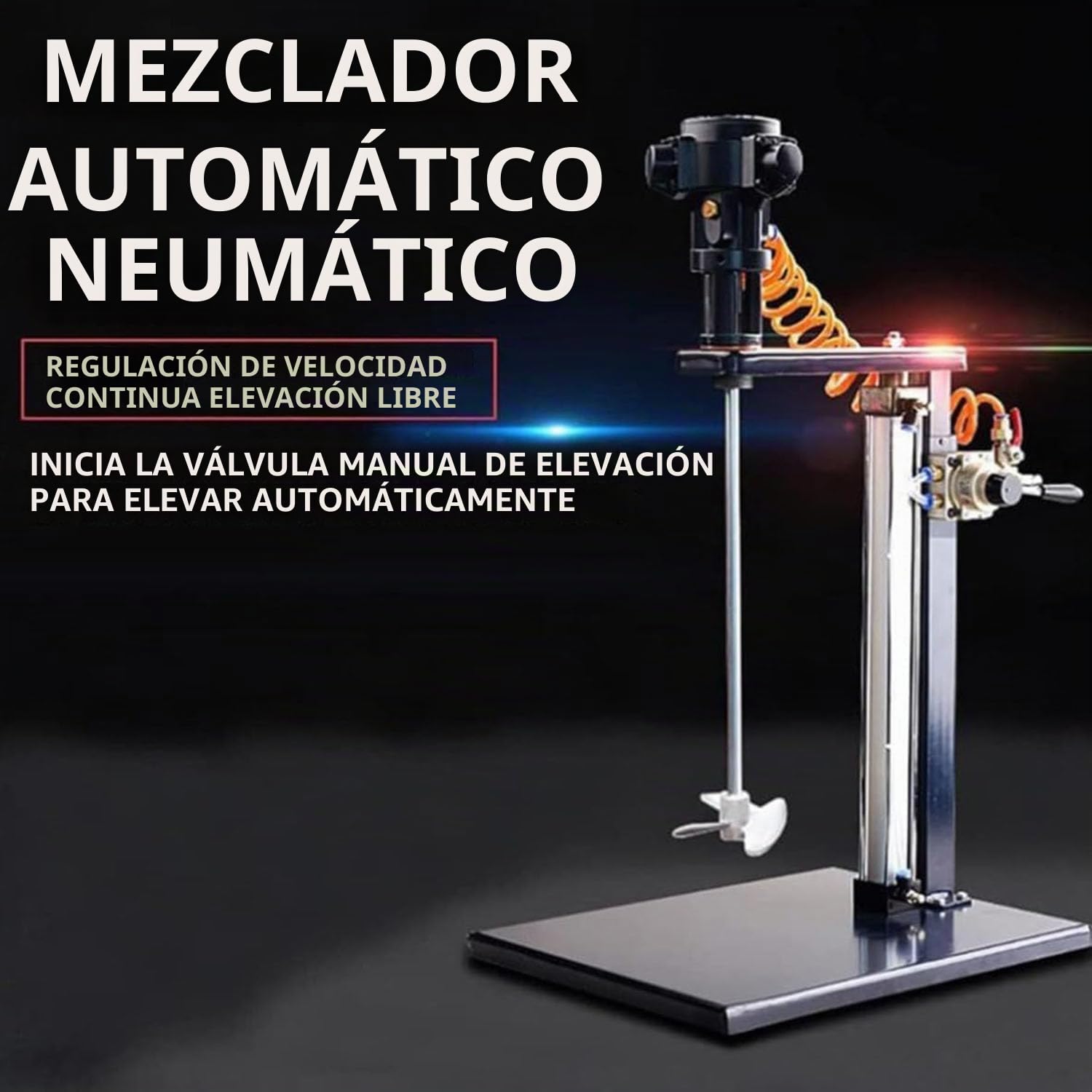 Genérico Mezclador Neumático, Agitador de Pintura de Elevación Automática de 5 Galones/20 L, Altura Ajustable Acero Inoxidable, Mezclador Aire Vertical Escritorio, Máquina Mezcladora Tinta para