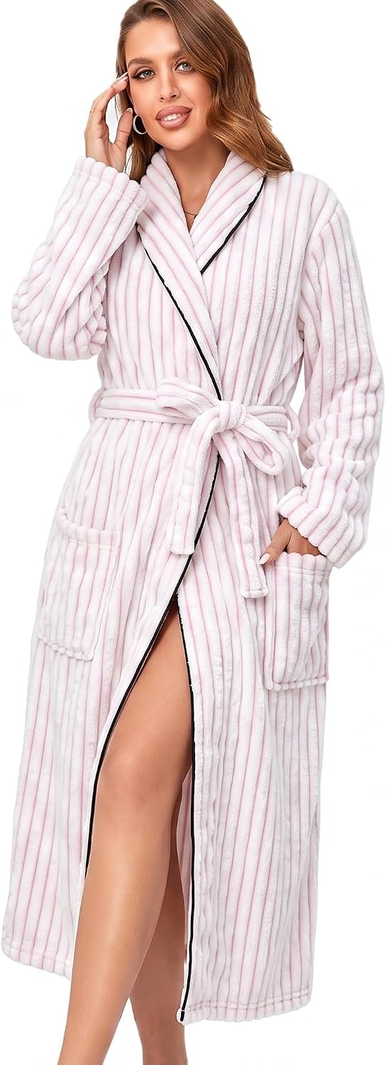 RONGTAI Women's Luxury Robe, Long Soft Bathrobe, Cozy Lounge Wear Gift