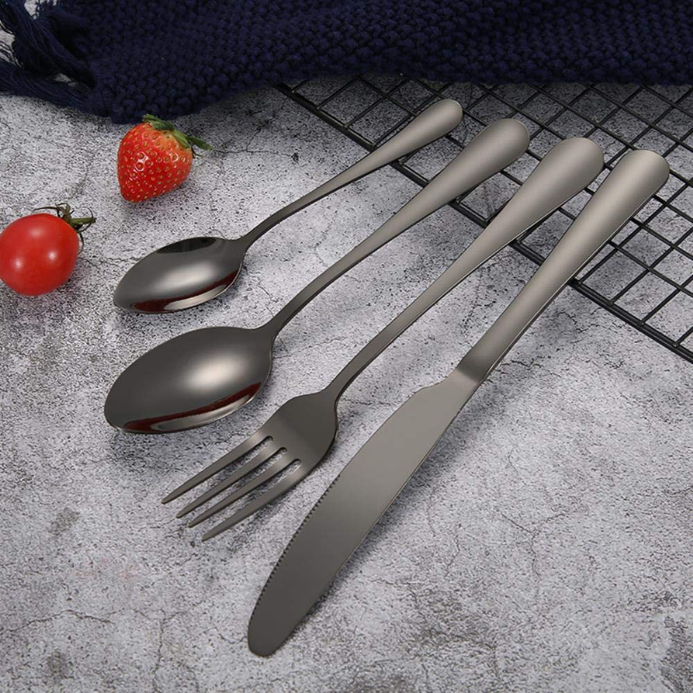 Service de vaisselle 24 pièces, fourchettes de cuisine dorées et noires