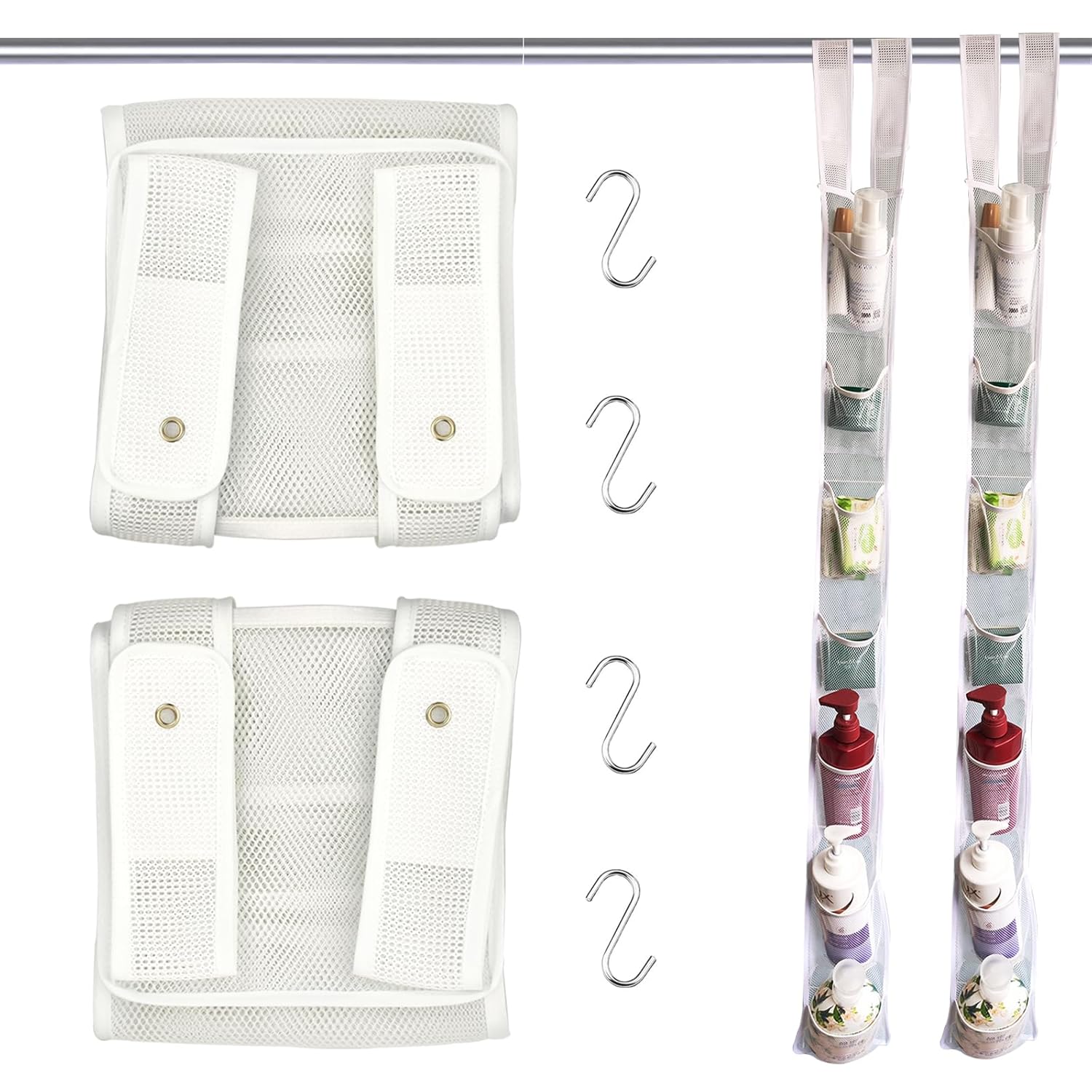 TSBSHum Mesh Shower Caddy Hanging Hanging Organizer with 7 Pockets Made of Premium Polyester as a Hanging Mesh
