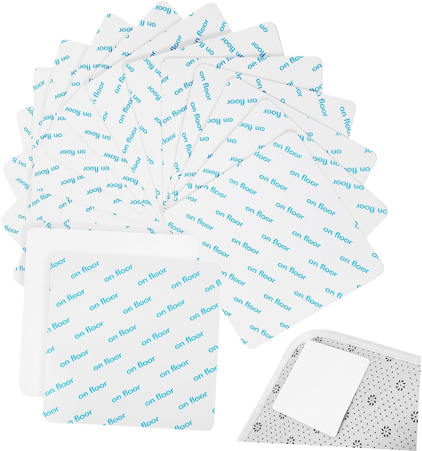 ERINGOGO 16pcs Non- Carpet Grippers Stickers Self-Adhesive Rug Tapes for Area Rugs Hardwood Floors Prevent Curling and Bunching Easy to Wash and Reusable