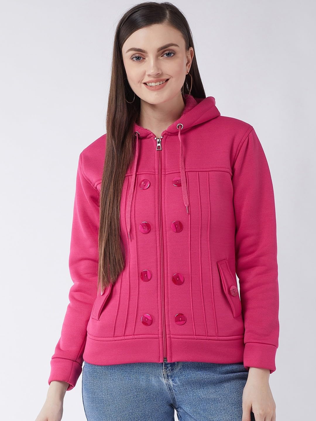 Pivl Women Solid Jacket For Winter-MAGENTA-M - Image 2 thumbnail