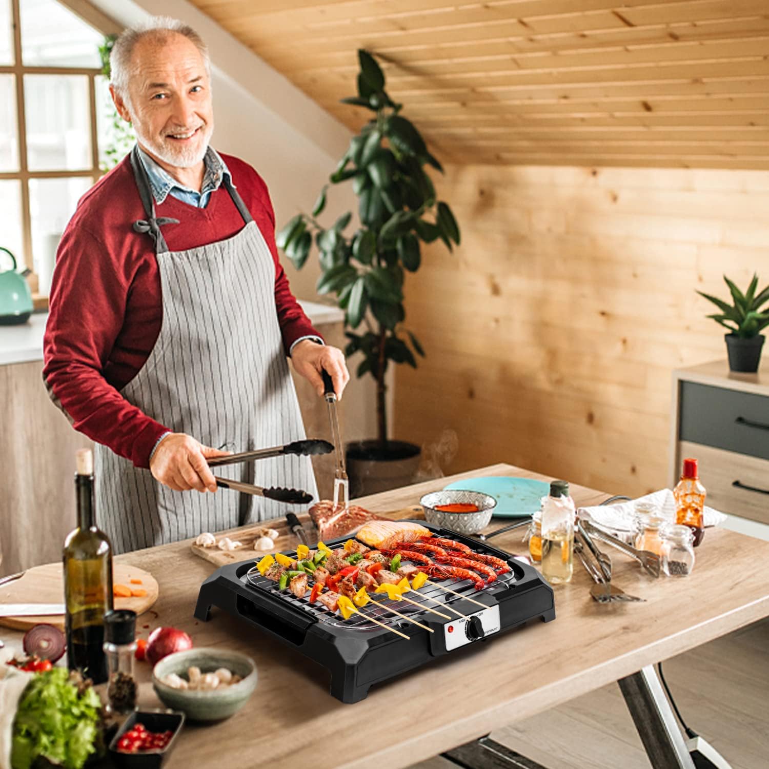 Griglia elettrica da esterno e interno 2000W, con temperatura regolabile, grill elettrico con poggiapiedi estraibile, senza fumo. Antiaderente, facile da pulire e adatto per uso interno ed esterno Griglia elettrica da esterno e interno 2000W, con temperatura regolabile, grill elettrico con poggiapiedi estraibile, senza fumo. Antiaderente, facile da pulire e adatto per uso interno ed esterno