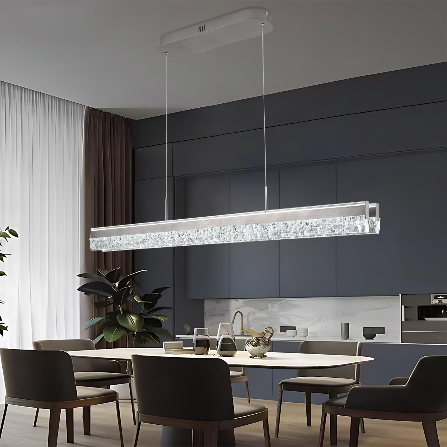 Moderna Lampada a Sospensione a LED per Tavolo da Pranzo Lunga 120cm Dimmerabile Illuminazione a Sospensione a LED per Isola Cucina Lussuosa Plafoniera per Sala da Pranzo e Ufficio