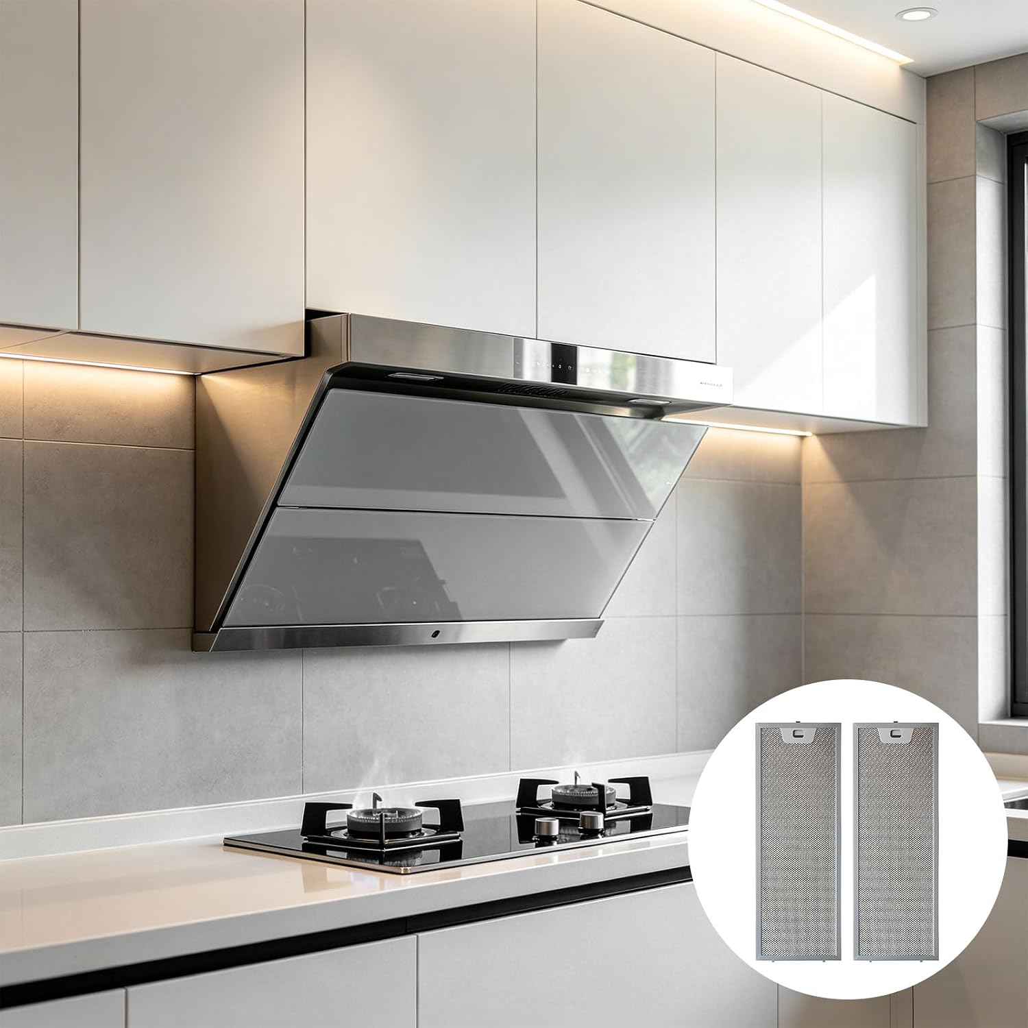 2 Pieces Kitchen Exhaust Filter European Cooker Hood Accessories Aluminum Build Extent Hood Parts