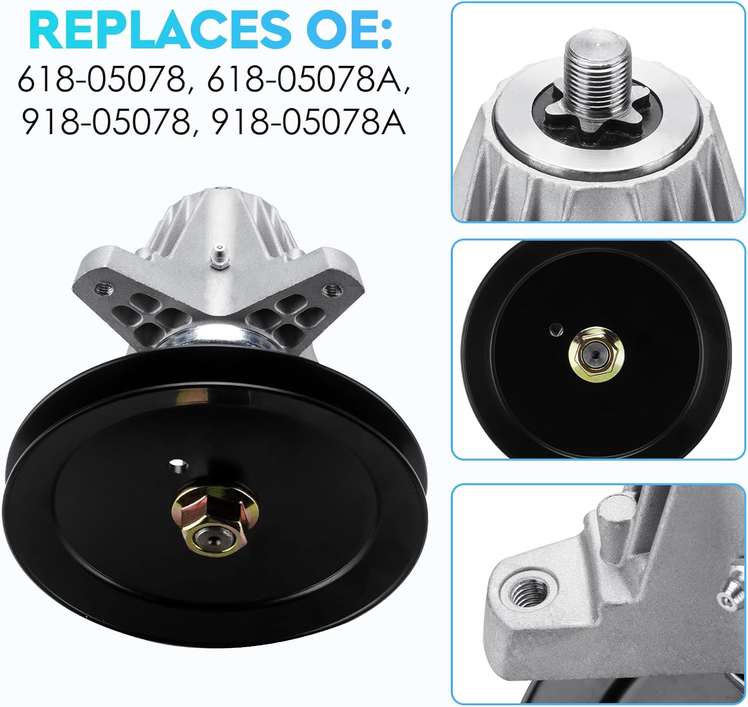 46 Inch Deck Spindle Blade Set Fits for Cub Cadet RZT-L46, RZT-S46, Z6400, for Troy Bilt Mustang 46 XP, Spindle 618-05078, 618-05078A, 918-05078, 918-05078A,Blade 742-04244, 742-04244A, 742-04290