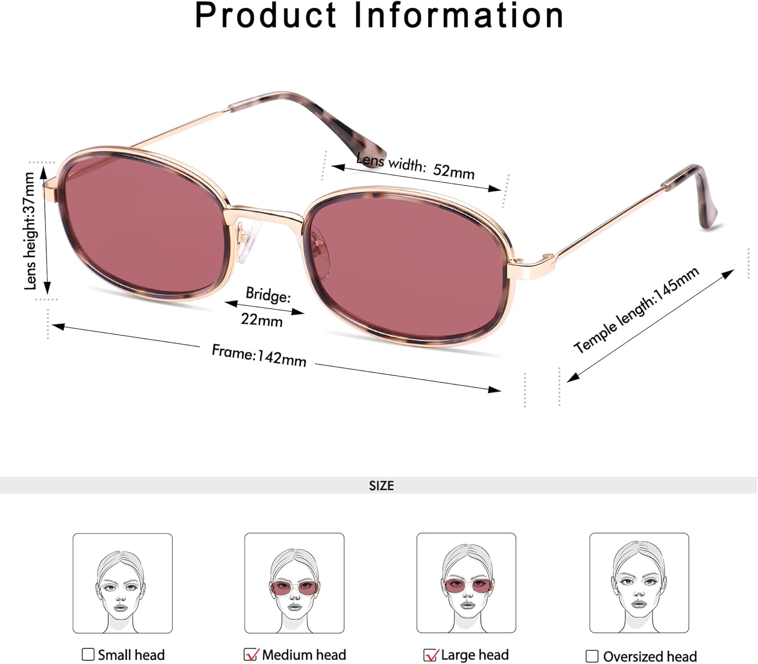 Retro Oval Sunglasses for Women Men Trendy Large Round Y2k Sunnies AP3681 - Image 5
