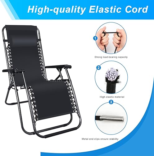 Miniatura 10 de COITEK Cable de repuesto para silla de gravedad cero, 4 cables, cable de reparación marrón elástico para silla de gravedad cero, silla reclinable,