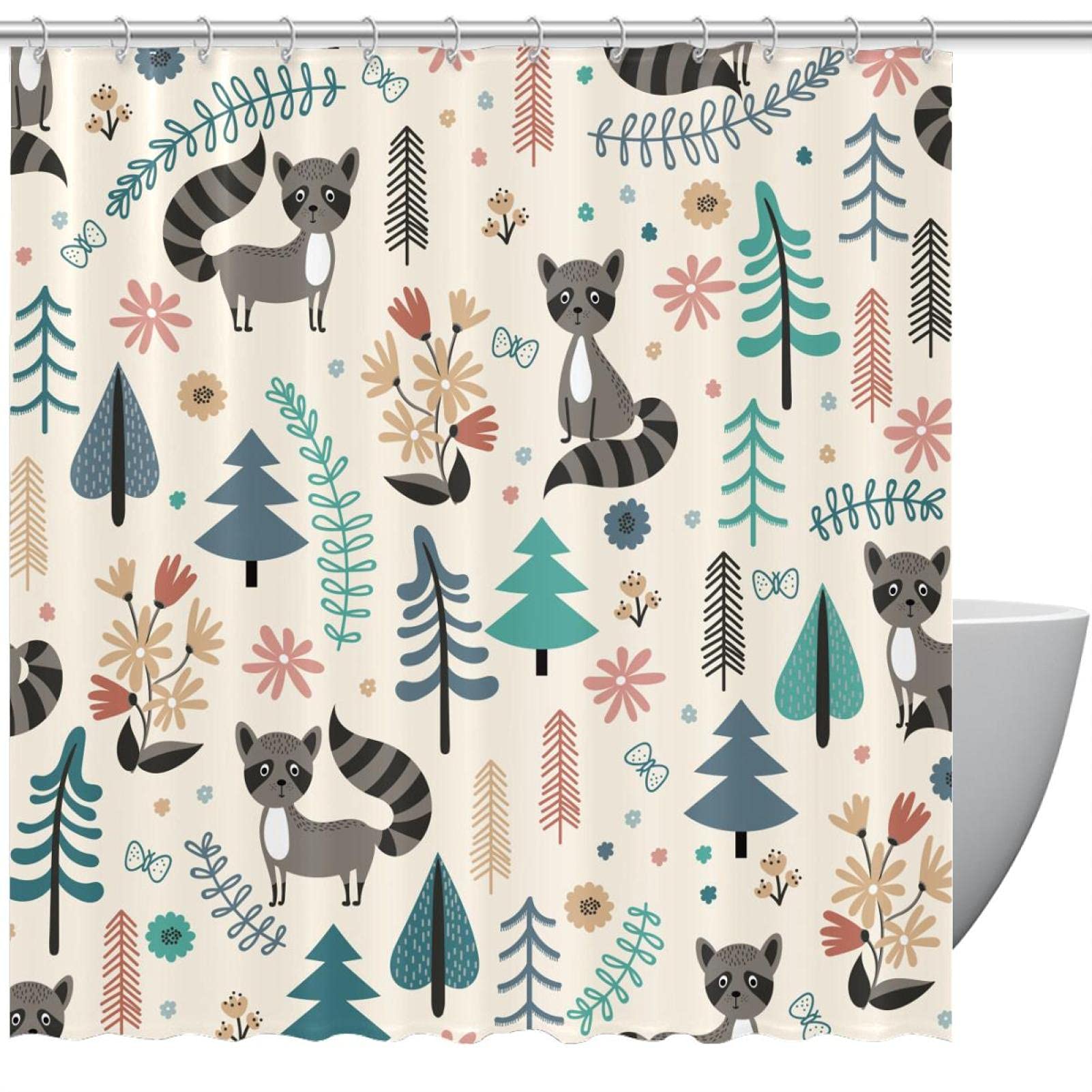 Rideau de douche animaux de la forêt pour une déco vintage