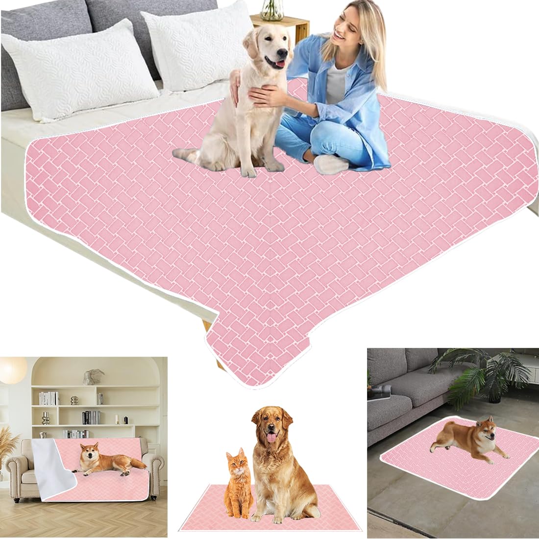 ADBENI HOME Jacquard Cotton Waterproof Pets Pee Pad, Reusable Pet Training Pad, Pet Bedding, Furniture Protector, Food & Water Station, Whelping Pad, Bed Protector, Pet Play Mat, 48x48 Inch, Pink (B0CKMVBCCQ) Amazon Price History, Amazon Price Tracker