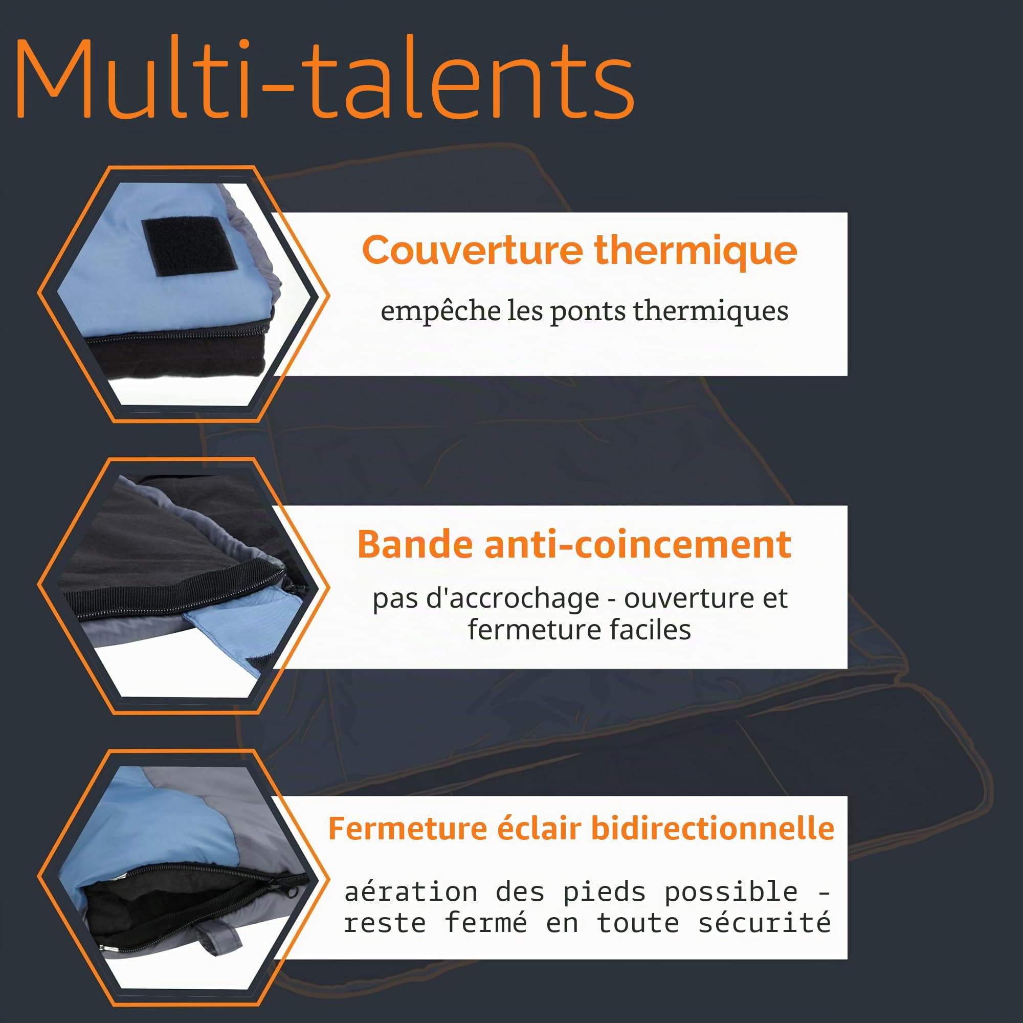 your GEAR Sumatra Duo Sac de couchage double pour 2 personnes avec 100 % flanelle de coton - Sac de couchage XXL divisible en 2 sacs de couchage simples - 3 saisons - Confort +10 °C/extrême -7 °C