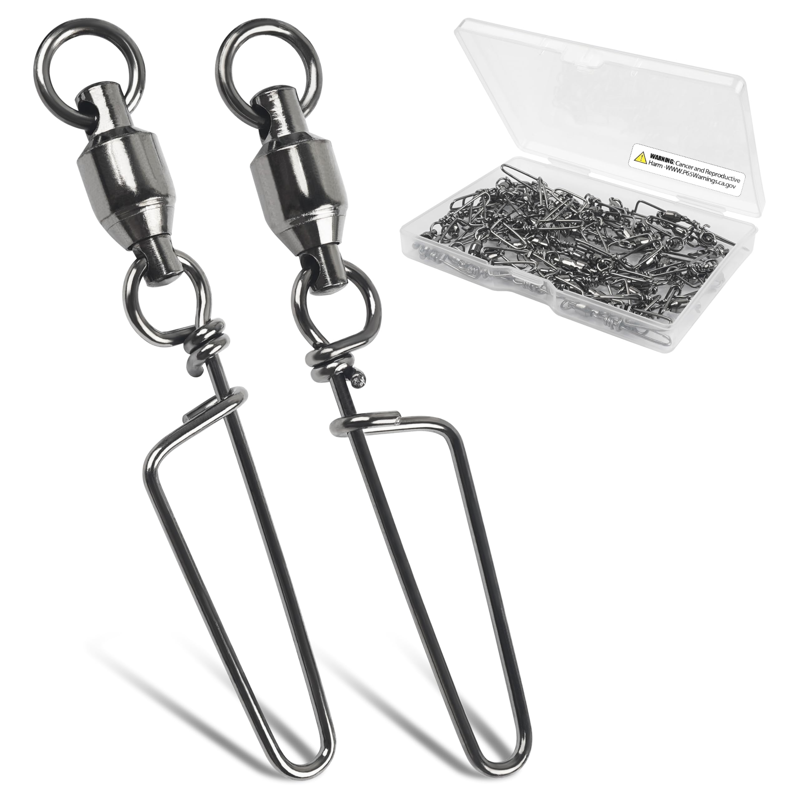 OROOTL Fishing Swivel Snap, 20pcs Ball Bearing Swivels with Coastlock Snap Stainless Steel Fishing Swivels & Snaps for Saltwater Freshwater Fishing