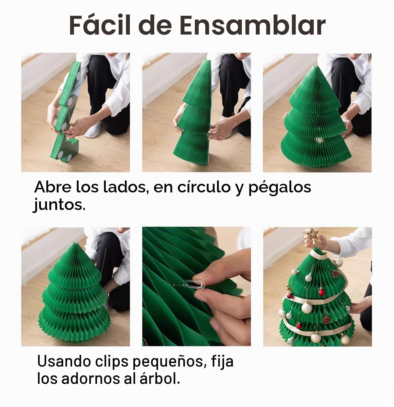 Árbol De Navidad Plegable Rojo, Árbol De Navidad De Panal para Fiesta, Árbol De Navidad De Papel Artificial con Accesorios(10.2x18.5in)