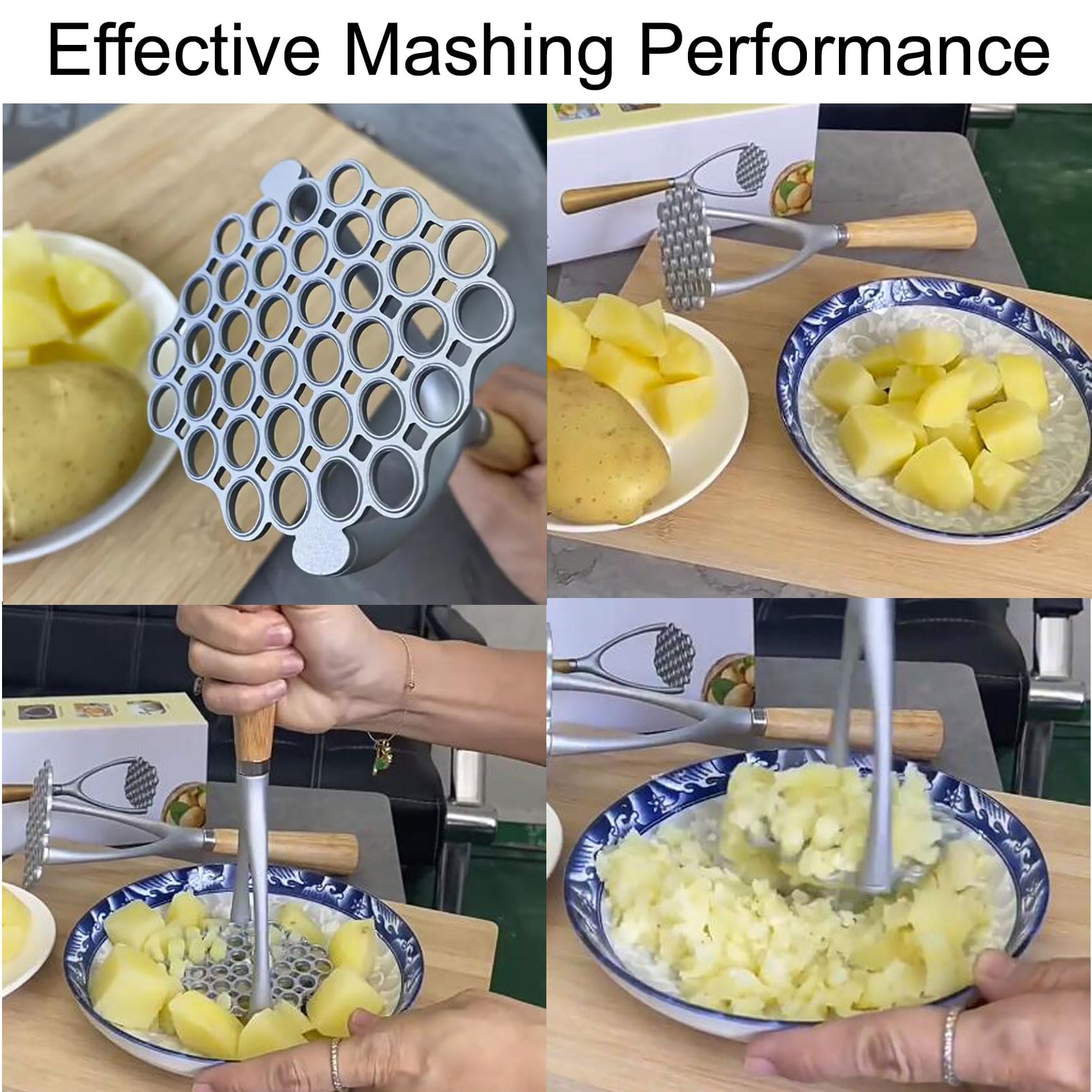 24inch Presse-purée En Acier Inoxydable Robuste Avec Poignée En Bois