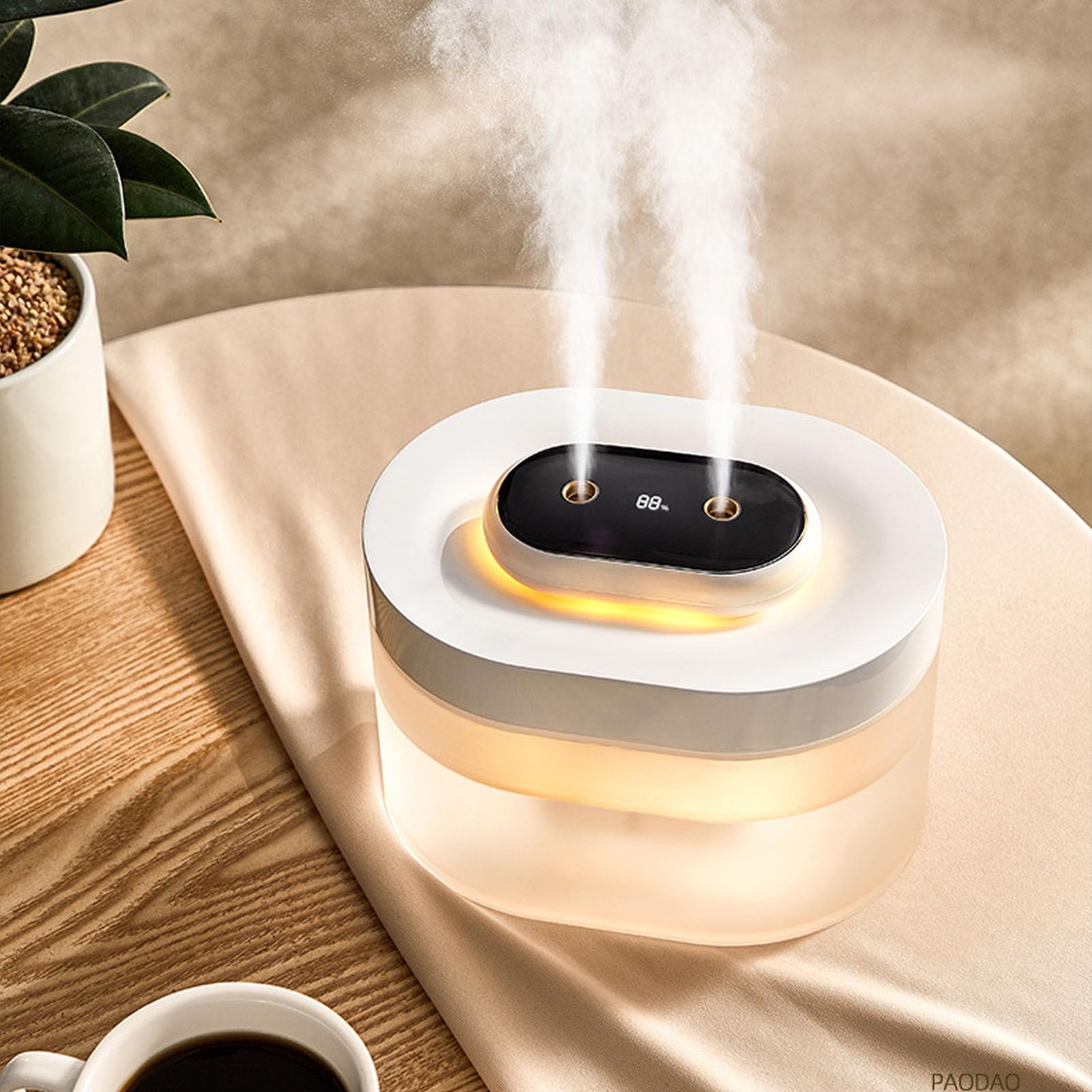 Humidificador de Niebla Fría, Humidificador con Difusor de Aceites Esenciales, Aromaterapia para Viajes en Casa, Oficina, Tanque Grande de 1 Litro, Tiempo de Ejecución de 8 (blanca)