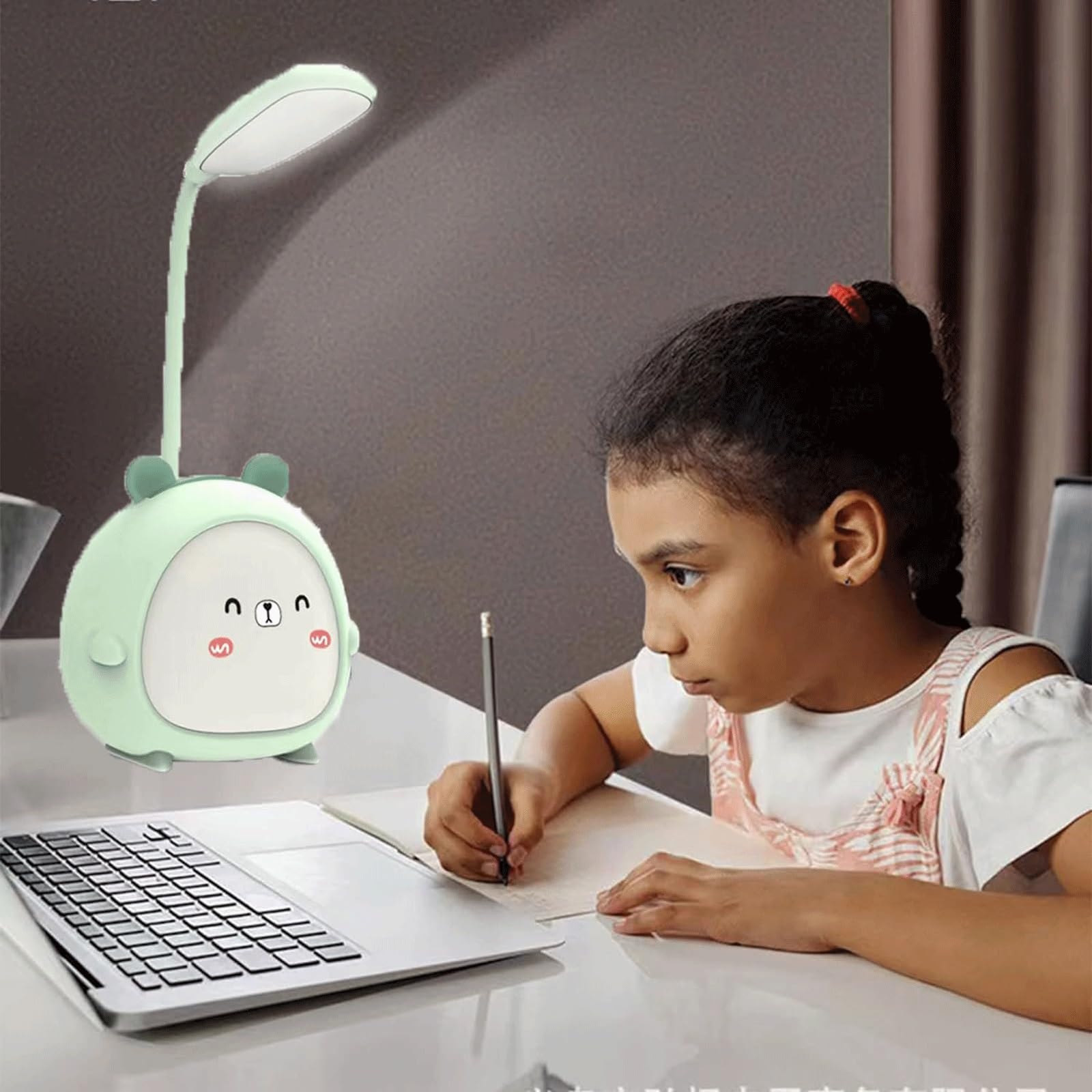 Urocza lampa biurkowa LED, ochrona oczu, przenośna lampa biurkowa LED, mini lampka nocna ze zwierzętami, składana lampka nocna do sypialni, salonu i gabinetu (kolor: różowy)