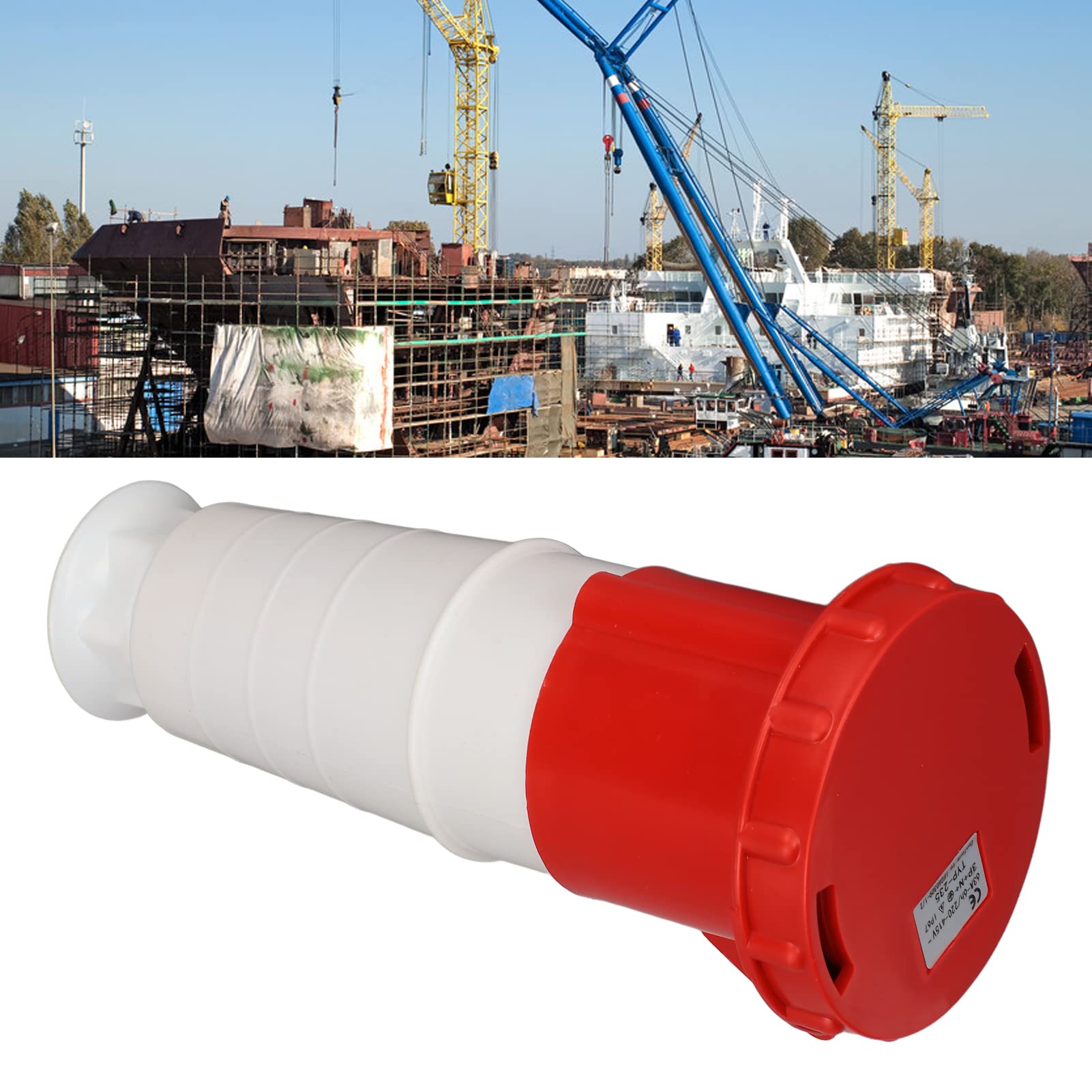 Zócalo Industrial Hembra TYP-235, Conector de Enchufe de Aviación Estable de 5 Pines 63A, Enchufe Industrial Compacto a Prueba de Agua IP67 para Industria, Agricultura, Muelles (220-415V)